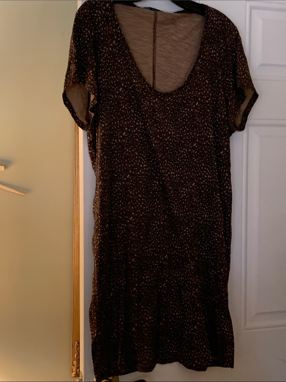Source Unknown Brown Speckled Short Sleeve Midi Dress